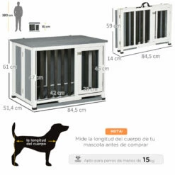PawHut Jaula Para Perros En Casa Plegable 84,5x51,4x61 Cm Mueble Perrera De Madera Con Techo Abatible Y Bandeja Extraíble Para Perros Medianos Gris 84.5x51.4x61 Cm -Tienda barata Tiendanimal 12b82291b4194eca9b19c39b4c913279
