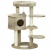 PawHut Árbol Rascador Para Gatos Pequeños Altura 94 Cm Torre Para Gatos Con Cama Superior Cueva 3 Escaleras Bolas Colgantes Y Postes De Sisal 55x55x94 Cm Marrón 55 Cm X 55 Cm X 94 Cm