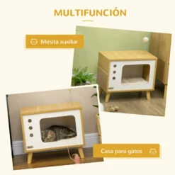 Pawhut Cama Cueva De Gatos Mesa Auxiliar 50 Cm X 28 Cm X 43 Cm -Tienda barata Tiendanimal 13afd2d60cef4c4bbaa700edc105e19e