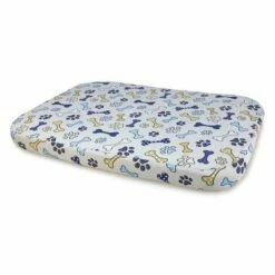 Colchoneta Huesos Y Huellas Para Perros Color Azul 105 Cm X 70 Cm X 9 Cm