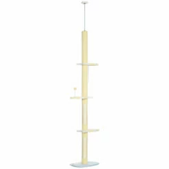 PawHut árbol Rascador Ajustable Amarillo Para Gatos 47 Cm X 34 Cm X 260 Cm