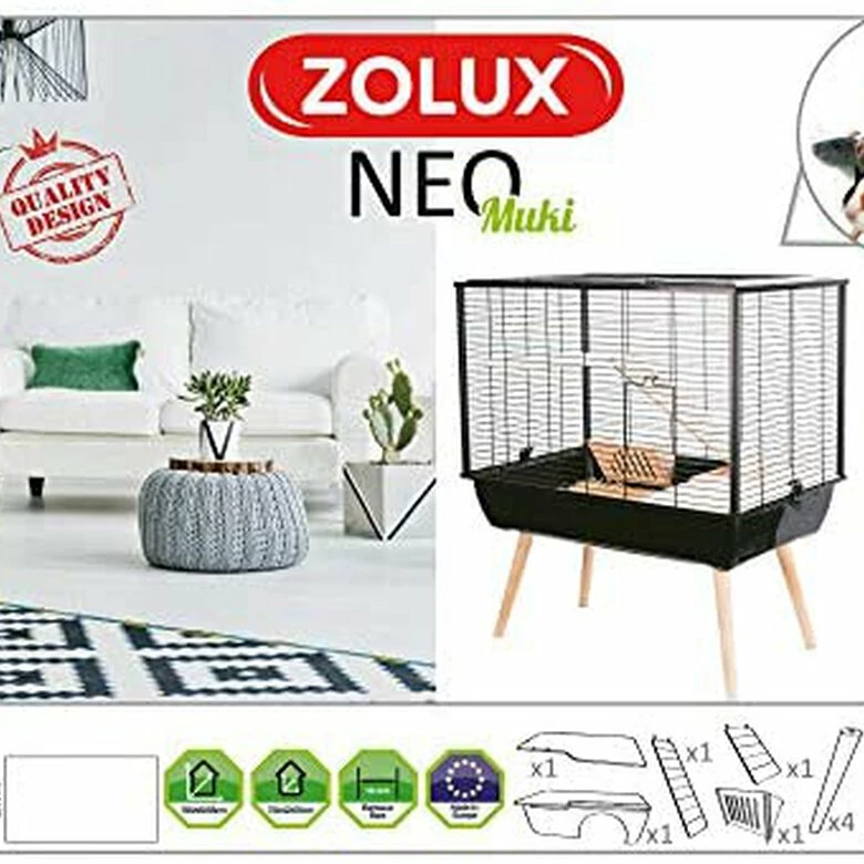 Zolux Cage Neo Muki - Rongador Grande (77,5 X 47,5 X 87,5 Cm), Color Negro 77,5 X 47,5 X 87,5 Cm 2 Zolux Cage Neo Muki - Rongador Grande (77,5 X 47,5 X 87,5 Cm), Color Negro 77,5 X 47,5 X 87,5 Cm - Imagen 2