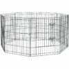 PawHut Parque De Juegos Para Perros 8 Paneles 76x61 Cm Plegables Jaula Metálica Para Mascotas Con Puerta Y Doble Cerradura Para Jardín Patio Exterior Negro 76x61 Cm