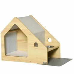 PawHut Caseta Para Perros De Madera Cama De Interior Para Cachorros 62 Cm X 40 Cm X 54 Cm