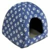 Cama Iglú Huellas Para Perros Y Gatos Color Azul 45 Cm X 45 Cm X 40 Cm