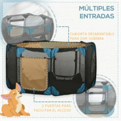 PawHut Parque Plegable Para Perros Y Gatos De 8 Paneles Parque De Juego Para Mascotas Con Bolsa De Transporte Recinto Portátil Para Conejos Conejillos De Indias Ø126x58 Cm Azul 126 Cm X 126 Cm X 58 Cm -Tienda barata Tiendanimal 226d184814894f5192947e769a8d2f0e 1