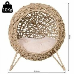 Cama Cueva De Ratán PawHut Para Gatos Color Madera Natural 52 Cm X 58 Cm -Tienda barata Tiendanimal 27189 2 IMG00038385