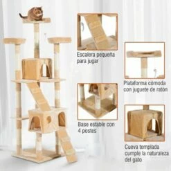 Rascador PawHut árbol Centro De Actividades Color Beige 50 Cm X 50 Cm X 170 Cm -Tienda barata Tiendanimal 27267 4 IMG00038795