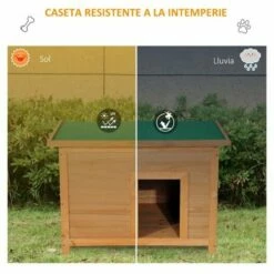 Caseta De Madera PawHut Para Perros Color Amarillo 85 Cm X 58 Cm X 58 Cm -Tienda barata Tiendanimal 27479 22072212294032 3 caseta madera pawhut para perros color amarillo