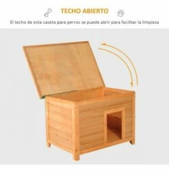Caseta De Madera PawHut Para Perros Color Amarillo 85 Cm X 58 Cm X 58 Cm -Tienda barata Tiendanimal 27479 22072212294065 4 caseta madera pawhut para perros color amarillo