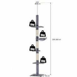 Pawhut árbol Rascador Fijado Al Techo Ajustable 5 Niveles Beige Y Gris Para Gatos 40 Cm X 34 Cm X 230-260 Cm -Tienda barata Tiendanimal 27745 2 IMG00038939