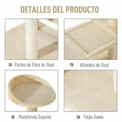 Árbol Rascador PawHut Para Gatos Color Beige 50 Cm X 50 Cm X 100 Cm -Tienda barata Tiendanimal 27749 22072212283412 4 rbol rascador pawhut para gatos color beige
