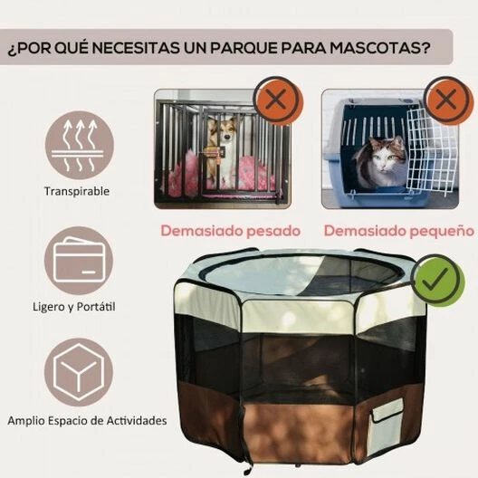 Parque De Juego PawHut Entrenamiento Y Dormitorio Color Café Crema 117 Cm X 117 Cm X 71 Cm 4 Parque De Juego PawHut Entrenamiento Y Dormitorio Color Café Crema 117 Cm X 117 Cm X 71 Cm - Imagen 4