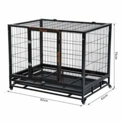 Pawhut Jaula De Metal Con Ruedas Negro Para Perros 92 Cm X 62 Cm X 75 Cm -Tienda barata Tiendanimal 27781 1 IMG00038878