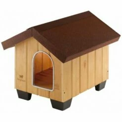 Caseta De Madera Domus Ferplast Para Perros Color Marrón 61 Cm X 74,5 Cm X 55 Cm