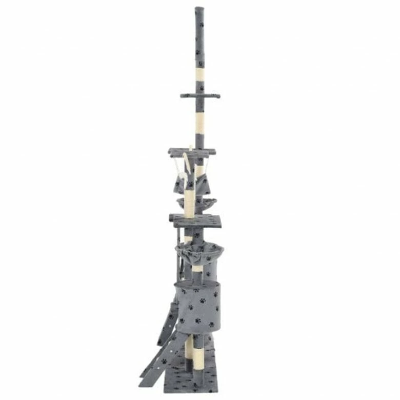 VIDAXL Rascador Con Postes Para Gatos Color Gris Huellas 147 Cm X 35 Cm X 230-250 Cm 4 VIDAXL Rascador Con Postes Para Gatos Color Gris Huellas 147 Cm X 35 Cm X 230-250 Cm - Imagen 4