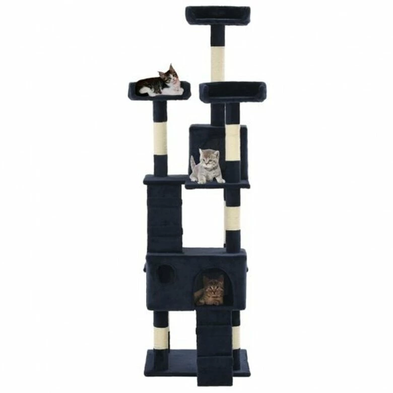 VIDAXL Rascador Con Postes De Sisal Para Gatos Color Azul 50 Cm X 50 Cm X 170 Cm 2 VIDAXL Rascador Con Postes De Sisal Para Gatos Color Azul 50 Cm X 50 Cm X 170 Cm - Imagen 2