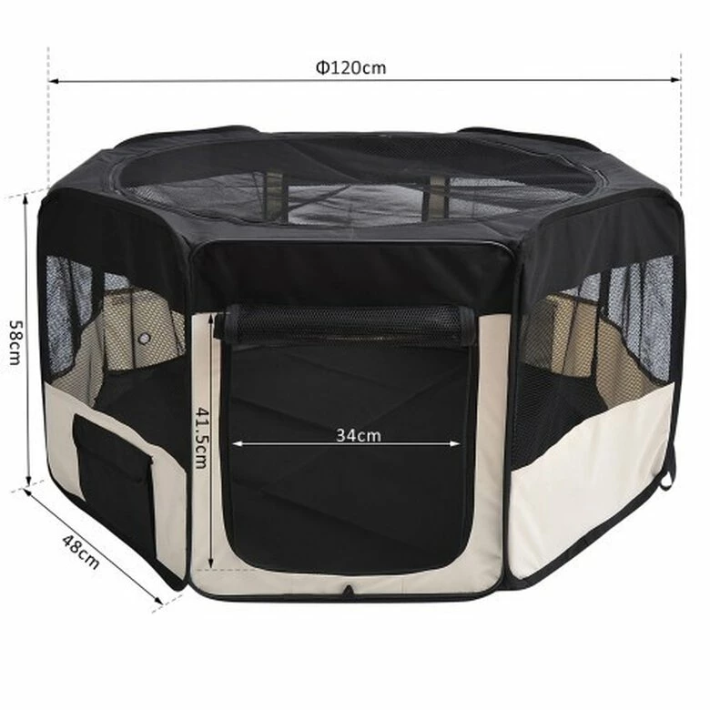 Pawhut Parque Plegable Negro Y Beige Para Perros 114 Cm X 48 Cm X 58 Cm 3 Pawhut Parque Plegable Negro Y Beige Para Perros 114 Cm X 48 Cm X 58 Cm - Imagen 3