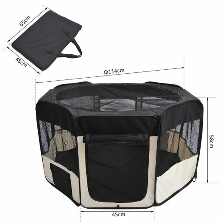 Pawhut Parque Plegable Negro Y Beige Para Perros 120 Cm X 48 Cm X 58 Cm 4 Pawhut Parque Plegable Negro Y Beige Para Perros 120 Cm X 48 Cm X 58 Cm - Imagen 4
