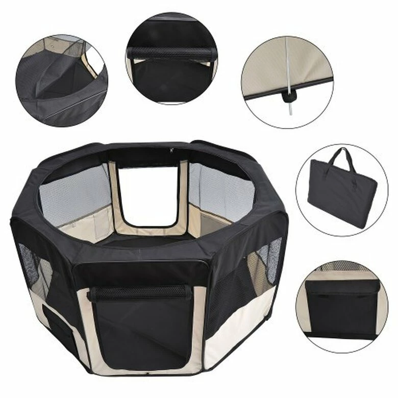 Pawhut Parque Plegable Negro Y Beige Para Perros 114 Cm X 48 Cm X 58 Cm 5 Pawhut Parque Plegable Negro Y Beige Para Perros 114 Cm X 48 Cm X 58 Cm - Imagen 5