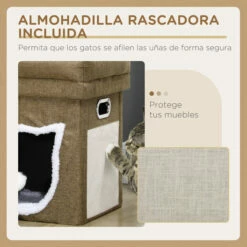 Pawhut Cama Cueva Para Gatos Caseta Para Gatos Con Cama Superior Tablero De Rascador Cojín Suave Bola Colgante Y Marco De Madera 39x39x42 Cm Marrón. 39x39x42cm -Tienda barata Tiendanimal 2b31dadf8ed94627999bba2f0f79c668