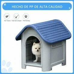 PawHut Caseta Para Perros Pequeños Y Mini Color Azul Y Gris 59 Cm X 75 Cm X 66 Cm -Tienda barata Tiendanimal 32163 3 IMG00057477