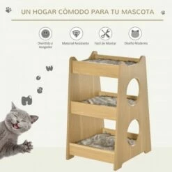 Pawhut Cama De 3 Niveles Madera Para Gatos 50 Cm X 43 Cm X 74 Cm 8 Pawhut Cama De 3 Niveles Madera Para Gatos 50 Cm X 43 Cm X 74 Cm -Tienda barata Tiendanimal 37430 21091010230068 3 cama para gatos niveles pawhut color madera