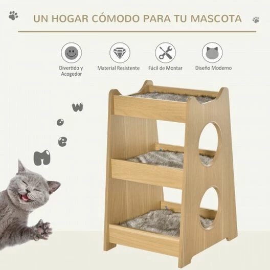 Pawhut Cama De 3 Niveles Madera Para Gatos 50 Cm X 43 Cm X 74 Cm 4 Pawhut Cama De 3 Niveles Madera Para Gatos 50 Cm X 43 Cm X 74 Cm - Imagen 4