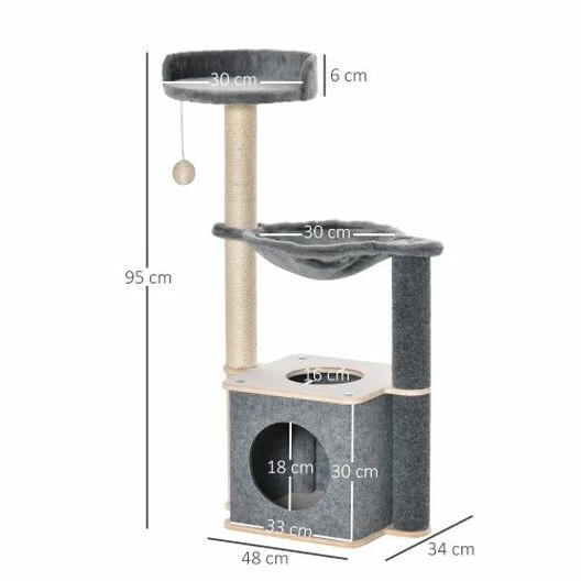 PawHut Centro De Actividades Para Gatos Color Gris 48 Cm X 34 Cm X 95 Cm 2 PawHut Centro De Actividades Para Gatos Color Gris 48 Cm X 34 Cm X 95 Cm - Imagen 2