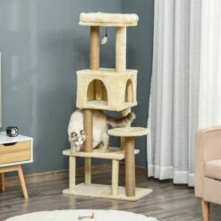 Árbol Rascador Para Gatos Pawhut Color Beige 60 Cm X 34 Cm X 136 Cm 7 Árbol Rascador Para Gatos Pawhut Color Beige 60 Cm X 34 Cm X 136 Cm -Tienda barata Tiendanimal 37526 21091510224011 2 rbol rascador para gatos pawhut color beige