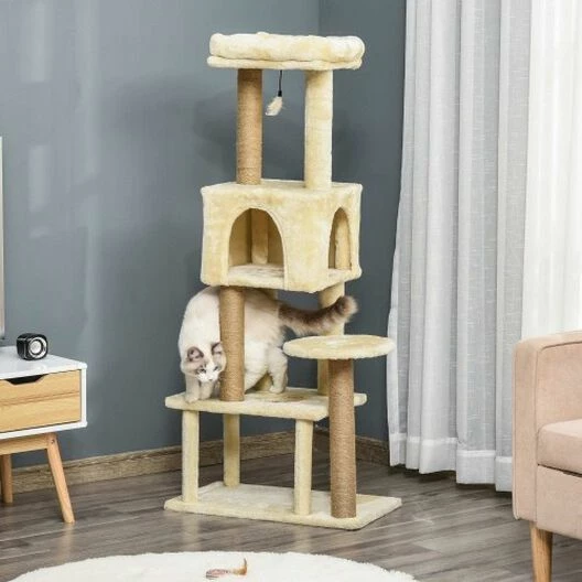 Árbol Rascador Para Gatos Pawhut Color Beige 60 Cm X 34 Cm X 136 Cm 3 Árbol Rascador Para Gatos Pawhut Color Beige 60 Cm X 34 Cm X 136 Cm - Imagen 3