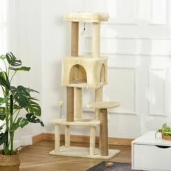 Árbol Rascador Para Gatos Pawhut Color Beige 60 Cm X 34 Cm X 136 Cm 8 Árbol Rascador Para Gatos Pawhut Color Beige 60 Cm X 34 Cm X 136 Cm -Tienda barata Tiendanimal 37526 21091510224065 3 rbol rascador para gatos pawhut color beige