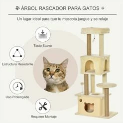 Árbol Rascador Para Gatos Pawhut Color Beige 60 Cm X 34 Cm X 136 Cm 9 Árbol Rascador Para Gatos Pawhut Color Beige 60 Cm X 34 Cm X 136 Cm -Tienda barata Tiendanimal 37526 21091510224118 4 rbol rascador para gatos pawhut color beige
