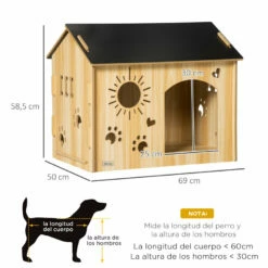 PawHut Caseta De Madera Para Perros Pequeños 69 Cm X 50 Cm X 58.5cm -Tienda barata Tiendanimal 3837ce16355f4dc1b1b34a55d763c0e3