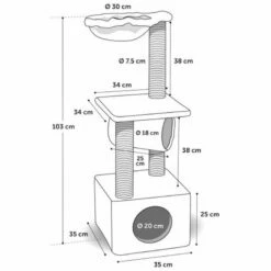 Flamingo Rascador Suave Para Gato Color Gris 35 Cm X 35 Cm X 103 Cm -Tienda barata Tiendanimal 38545 21102209065468 3 rascador suave para gato color gris