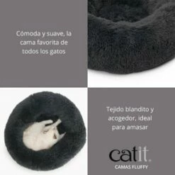 Catit Cama Fluffy Color Gris 20 Cm X 60 Cm X 60 Cm -Tienda barata Tiendanimal 38719 21102718133473 2 cama fluffy color gris