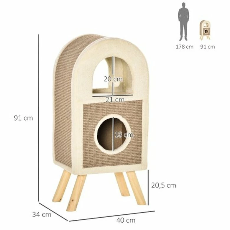 Árbol Rascador Para Gatos Cueva De Sisal PawHut Color Café 40 Cm X 34 Cm X 91 Cm 4 Árbol Rascador Para Gatos Cueva De Sisal PawHut Color Café 40 Cm X 34 Cm X 91 Cm - Imagen 4