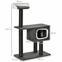 Pawhut Torre Escaladora Con Cueva Gris Para Gatos 70 Cm X 41 Cm X 112 Cm -Tienda barata Tiendanimal 39449 21112611385415 1 pawhut torre escaladora cueva gris para gatos
