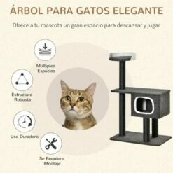 Pawhut Torre Escaladora Con Cueva Gris Para Gatos 70 Cm X 41 Cm X 112 Cm -Tienda barata Tiendanimal 39449 21112611385536 3 pawhut torre escaladora cueva gris para gatos