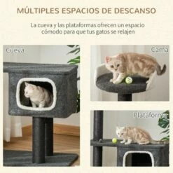 Pawhut Torre Escaladora Con Cueva Gris Para Gatos 70 Cm X 41 Cm X 112 Cm -Tienda barata Tiendanimal 39449 21112611385595 4 pawhut torre escaladora cueva gris para gatos