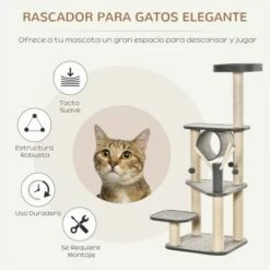 PawHut Torre Escalador Plataformas Gris Para Gatos 49 Cm X 49 Cm X 130 Cm -Tienda barata Tiendanimal 39457 21112611395312 3 pawhut torre escalador plataformas gris para gatos
