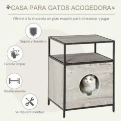 PawHut Casa De Madera Y Mesa Auxiliar Para Gatos 65,5 Cm X 40 Cm X 48 Cm -Tienda barata Tiendanimal 39956 22031609013468 3 pawhut casa madera mesa auxiliar para gatos