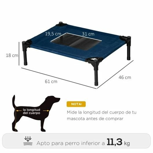 PawHut Cama Elevada Azul Para Perros 61 Cm X 46 Cm X 18 Cm 2 PawHut Cama Elevada Azul Para Perros 61 Cm X 46 Cm X 18 Cm - Imagen 2