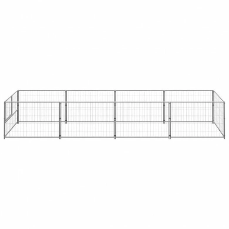 VidaXL Perrera De Acero Pequeña Plateada Para Perros 400 Cm X 100 Cm X 70 Cm 2 VidaXL Perrera De Acero Pequeña Plateada Para Perros 400 Cm X 100 Cm X 70 Cm - Imagen 2