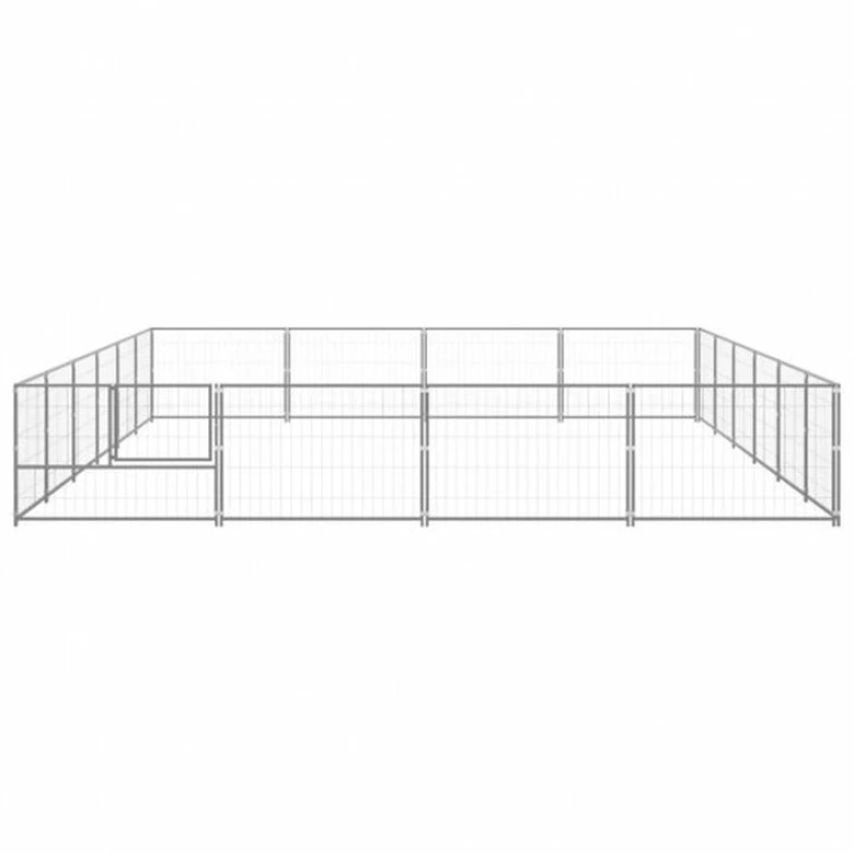 VidaXL Perrera De Acero Grande Plateada Para Perros 600 Cm X 400 Cm X 70 Cm 3 VidaXL Perrera De Acero Grande Plateada Para Perros 600 Cm X 400 Cm X 70 Cm - Imagen 3