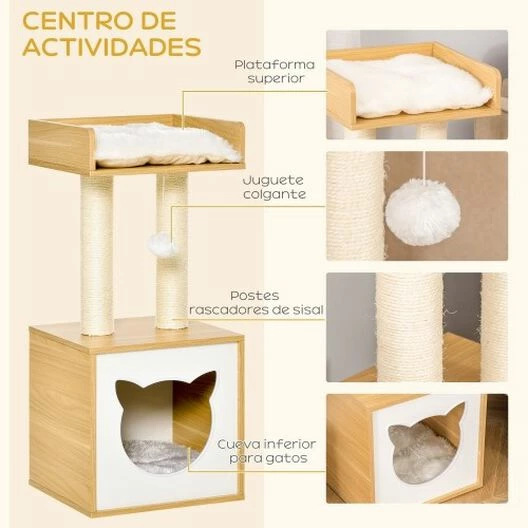 PawHut Árbol Con Cueva Para Gatos 35 Cm X 35 Cm X 81 Cm 4 PawHut Árbol Con Cueva Para Gatos 35 Cm X 35 Cm X 81 Cm - Imagen 4