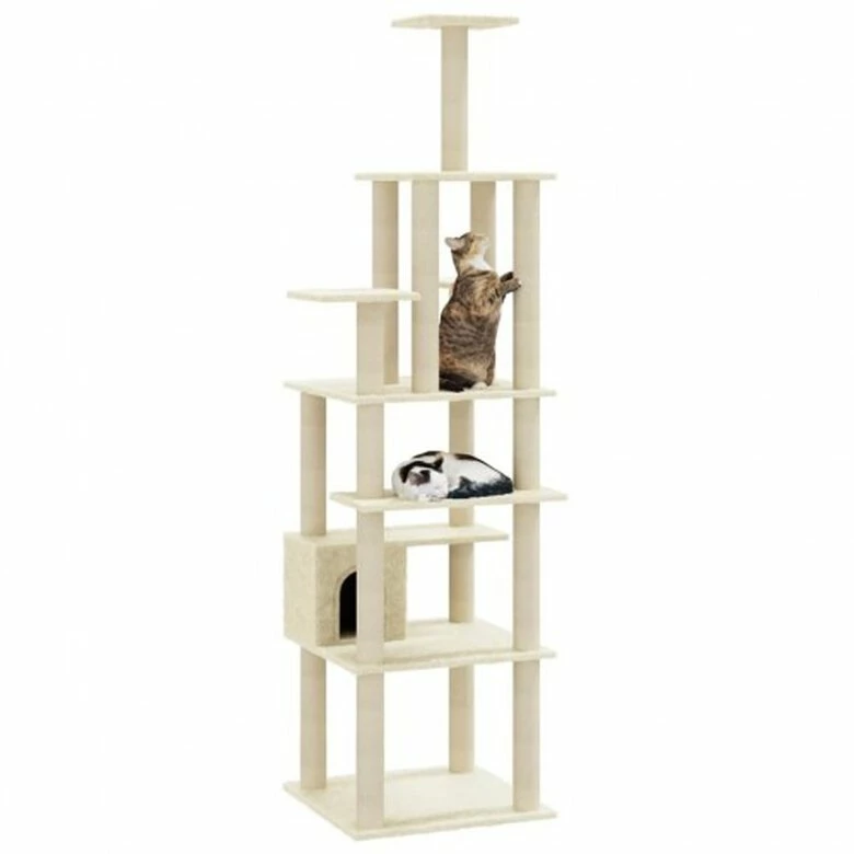 Vidaxl Rascador árbol 7 Pisos Con Casa Crema Para Gatos 74 Cm X 74 Cm X 183 Cm 3 Vidaxl Rascador árbol 7 Pisos Con Casa Crema Para Gatos 74 Cm X 74 Cm X 183 Cm - Imagen 3