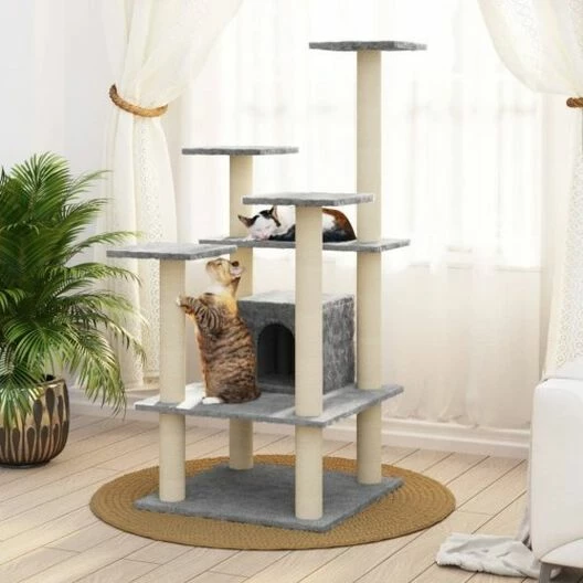 Vidaxl Rascador árbol 4 Pisos Con Casa De Sisal Gris Para Gatos 60,5 Cm X 60 Cm X 110 Cm 2 Vidaxl Rascador árbol 4 Pisos Con Casa De Sisal Gris Para Gatos 60,5 Cm X 60 Cm X 110 Cm - Imagen 2