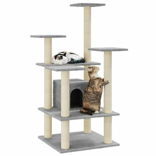 Vidaxl Rascador árbol 4 Pisos Con Casa De Sisal Gris Para Gatos 60,5 Cm X 60 Cm X 110 Cm 3 Vidaxl Rascador árbol 4 Pisos Con Casa De Sisal Gris Para Gatos 60,5 Cm X 60 Cm X 110 Cm - Imagen 3
