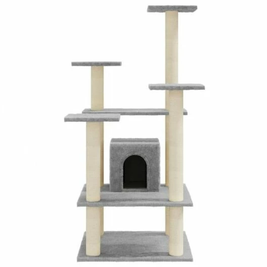 Vidaxl Rascador árbol 4 Pisos Con Casa De Sisal Gris Para Gatos 60,5 Cm X 60 Cm X 110 Cm 4 Vidaxl Rascador árbol 4 Pisos Con Casa De Sisal Gris Para Gatos 60,5 Cm X 60 Cm X 110 Cm - Imagen 4